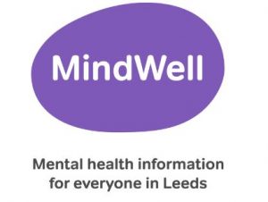 mindwell logo and text which reads, mental health information for everyone in Leeds
