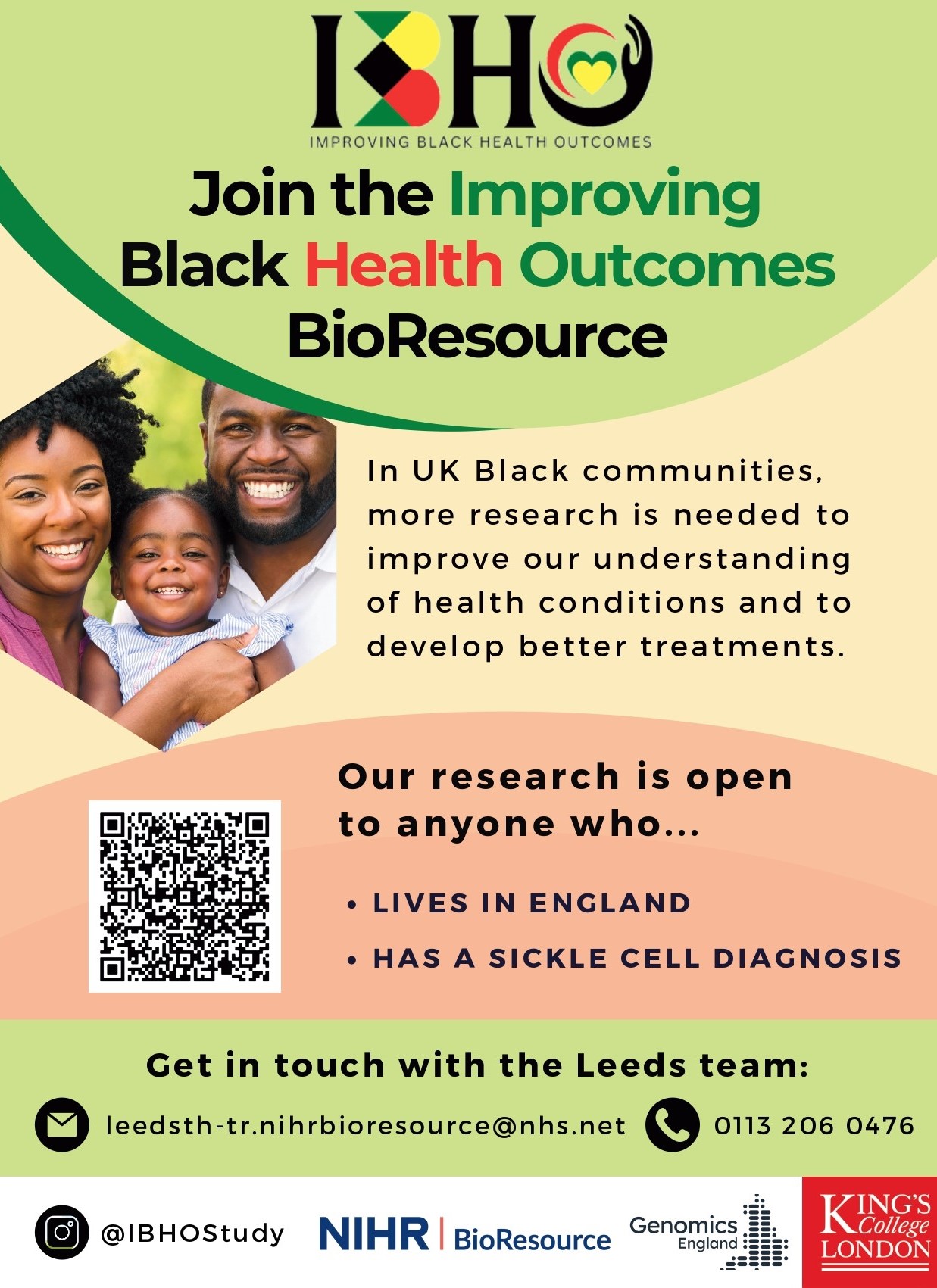 Image of a flyer to promote joining the Black Health Outcomes BioResource. Text in article.