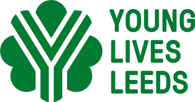 Young Lives Leeds green clover logo and name, highlighting youth charity work in Leeds for Doing Good Leeds section.